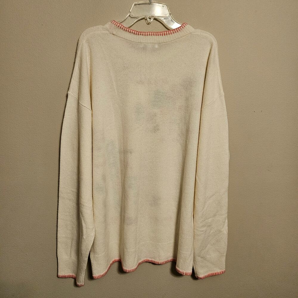 Johnny Was Ginnie Drop Shoulder Pullover Sweater Cream Wool Blend XL NWT - Picture 4 of 7